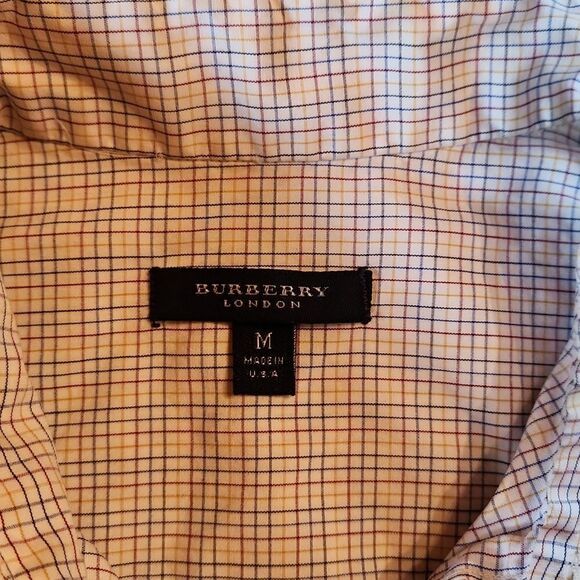 Burberry London Long Sleeve Button Down Preppy Shirt, Medium, Blue & White Plaid - Picture 7 of 9